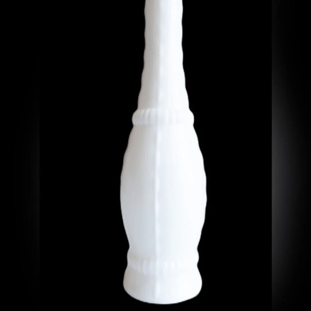 Milk Glass‎ Vases Vintage White Vertical Lines Bar Pattern Set 2